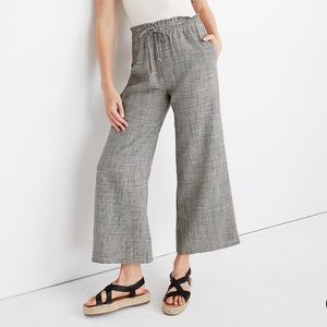 Madewell Huston smocked pull on pant mini-check XS